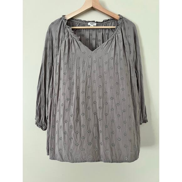 Sundance Dylan Eyelet Women's Blouse Top Shirt Gray Medium Boho Lace Romantic - Picture 4 of 6